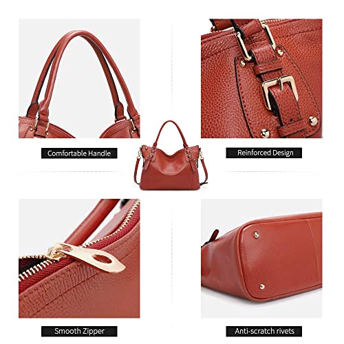Kattee Leather Handbags Tote Shoulder Bag for Woman Satchel Designer Purse Top Handles Crossbody Bag Large Capacity - Image 5