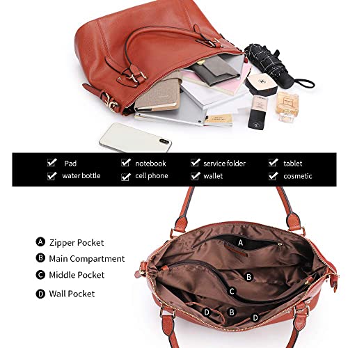 Kattee Leather Handbags Tote Shoulder Bag for Woman Satchel Designer Purse Top Handles Crossbody Bag Large Capacity - Image 4