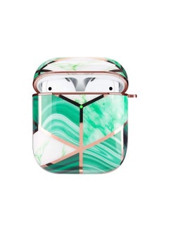 Generic Elmo3ezz Compatible with Airpods 2 Cute Marble Shiny Chrome Airpods Case with Keychain Shockproof Full Protection Cover for Apple Airpods 2/Airpods (Green)  - Image 4