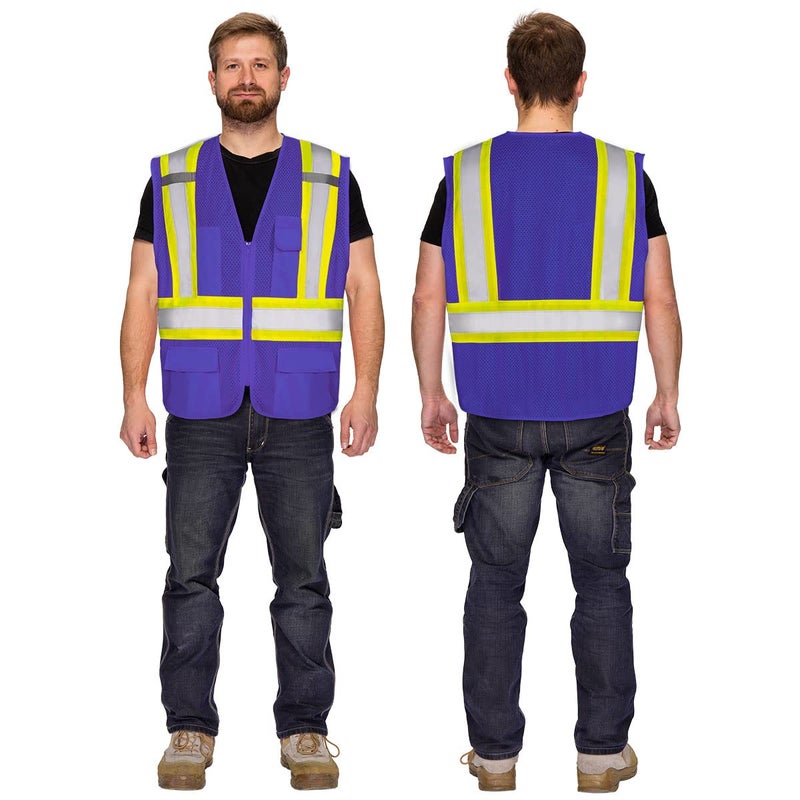 Kaygo High Visibility Safety Vests Kg0100, Safety Vests Reflective With Pockets And Zipper,Ansi Type R Class2 Not Fr,(Purple,Medium) - Image 3
