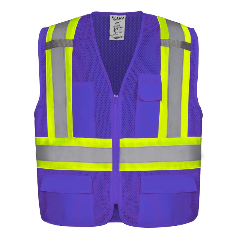 Kaygo High Visibility Safety Vests Kg0100, Safety Vests Reflective With Pockets And Zipper,Ansi Type R Class2 Not Fr,(Purple,Medium) - Image 1