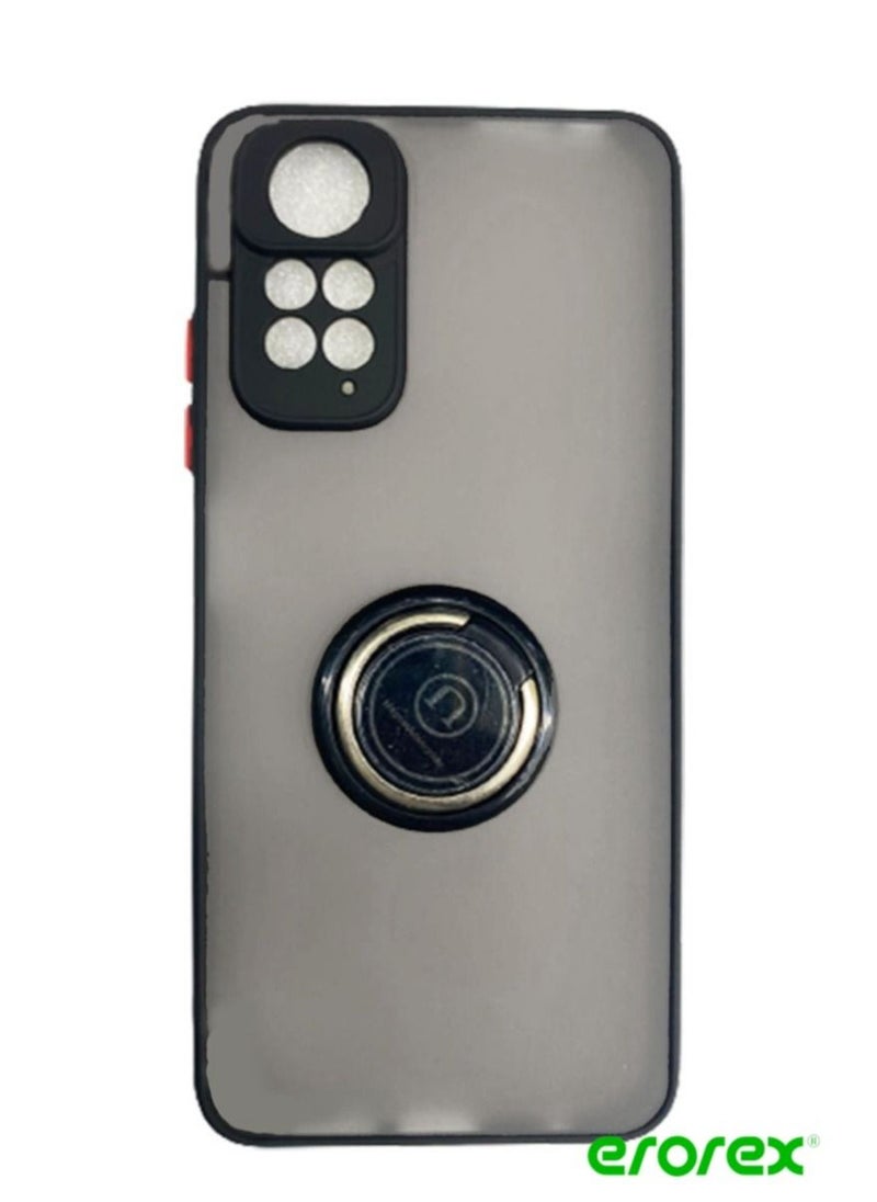 erorex Protective Case Cover For Redmi Note 11 With Magnetic Ring Holder Black  - Image 1