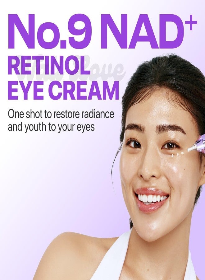 wall love No.9 Advanced NAD+ Retinol Eye Cream - Anti-Aging & Depuffing Eye Serum for Dark Circles, Fine Lines & Wrinkles - Peptides + Niacinamide for Firming, Radiance & Glow - Hydrating Undereye Treatment - 0.33 fl oz - Image 4