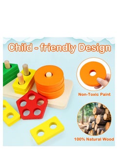 MOSH Toys for 1 to 3-Year-Old Boys and Girls Wooden Sorting & Stacking Educational Toys for Toddlers and Preschoolers  - Image 2
