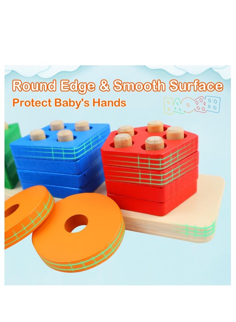 MOSH Toys for 1 to 3-Year-Old Boys and Girls Wooden Sorting & Stacking Educational Toys for Toddlers and Preschoolers - Image 4