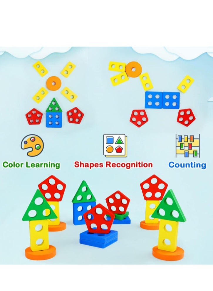 MOSH Toys for 1 to 3-Year-Old Boys and Girls Wooden Sorting & Stacking Educational Toys for Toddlers and Preschoolers - Image 5