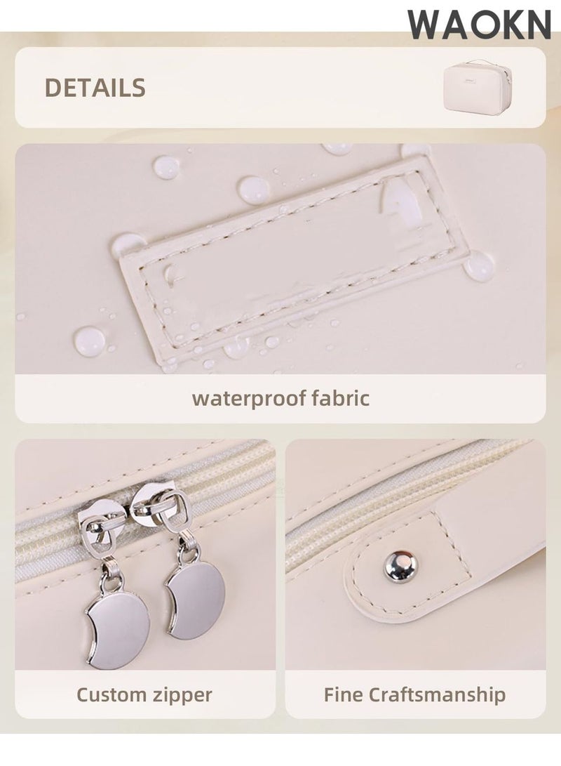 WAOKN Travel Makeup Bag for Women - Waterproof Cosmetic Organizer with Multiple Pockets - Perfect for Toiletries, Brushes, Skincare & Travel Essentials - Portable Hanging Toiletry Bag for Airplane, Gym, Vacation (Compact, Lightweight & TSA-Friendly) - Image 4