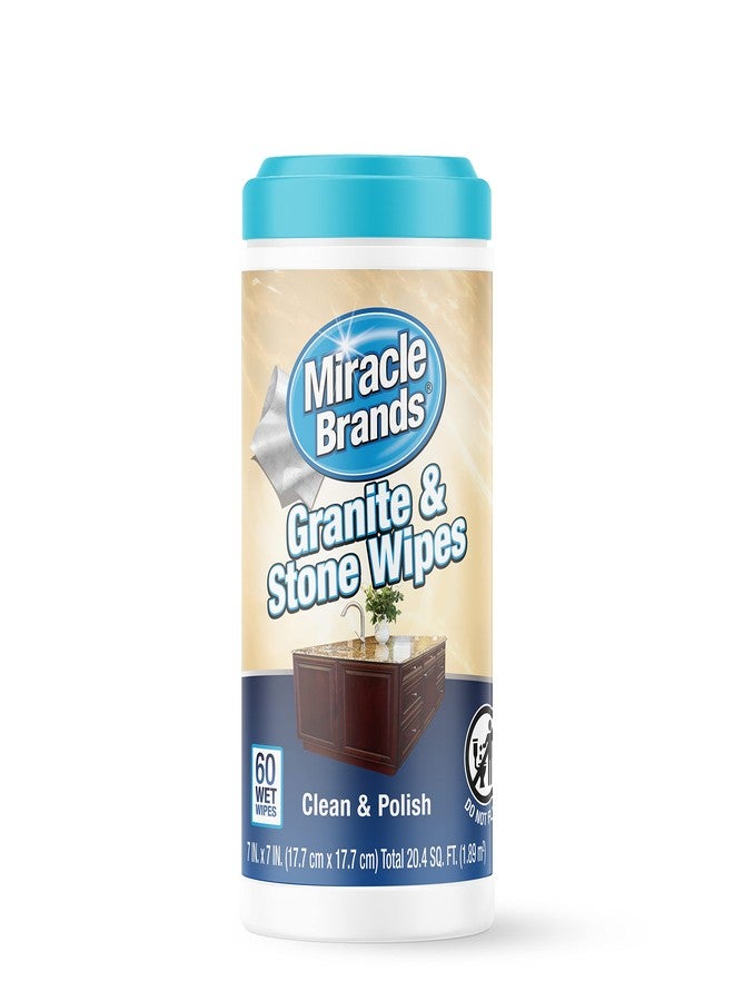MiracleWipes for Granite & Stone, Clean, Protect, Polish Stone, Marble, Quartz, Slate, Tile, Laminate Surfaces in Kitchen and Bathroom - 60 Count - Image 1