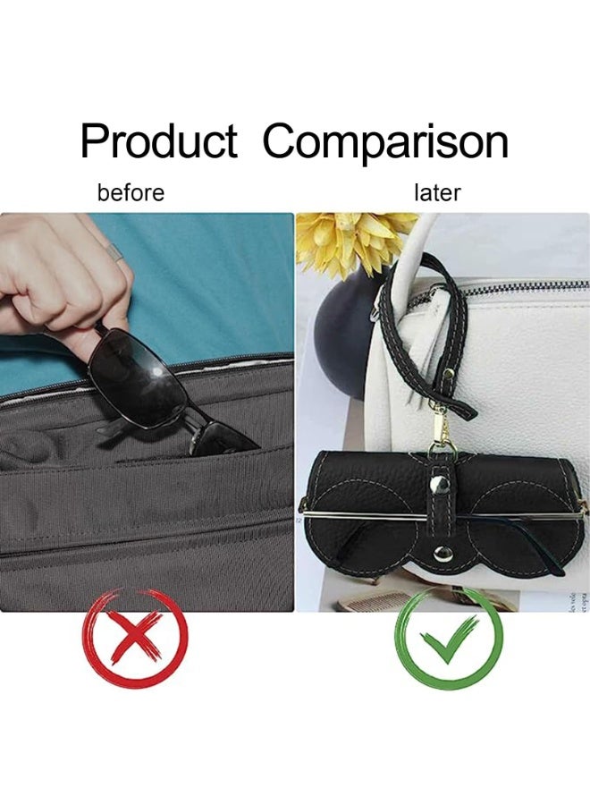 Travel Sunglasses Organizer Case For Men u0026 Women, PU Leather Eyewear Glasses Case With Hanging Strip For Bag, Snap-On Protective Cover to Protect Your Eyeglasses, Spectacles, Goggles, For Travel (Black,Gl-910) - Image 4