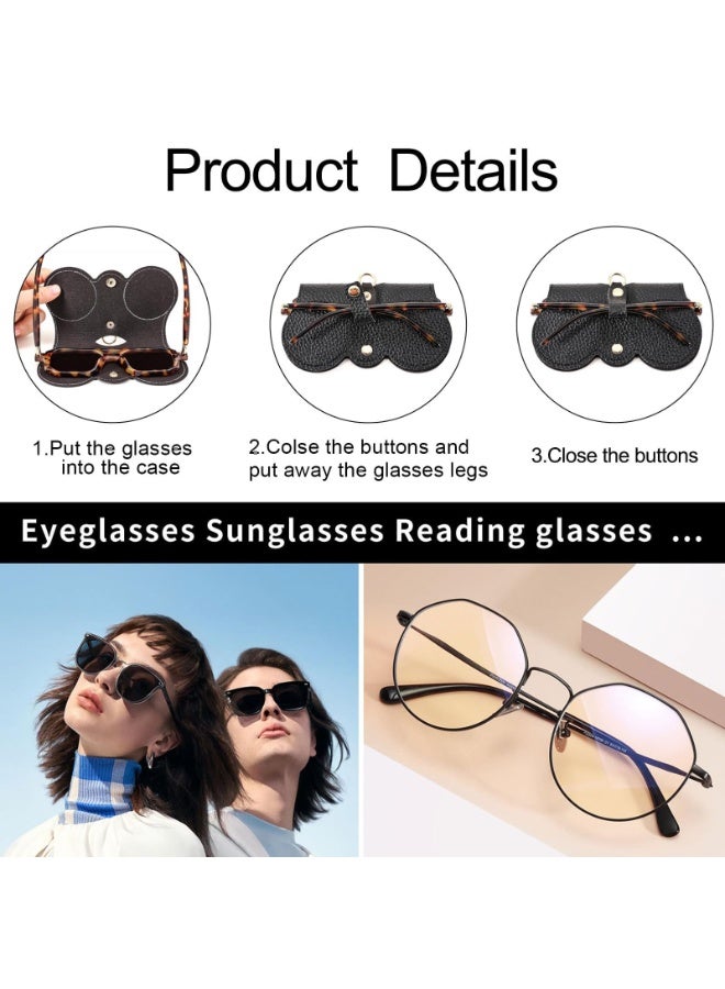 Travel Sunglasses Organizer Case For Men u0026 Women, PU Leather Eyewear Glasses Case With Hanging Strip For Bag, Snap-On Protective Cover to Protect Your Eyeglasses, Spectacles, Goggles, For Travel (Black,Gl-910) - Image 5