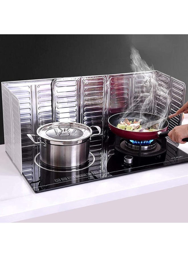 3-Sided Oil Splash Guard for Stove Top, Non-Stick Aluminum, Foldable for Cooking, 1 Piece -210 - Image 1