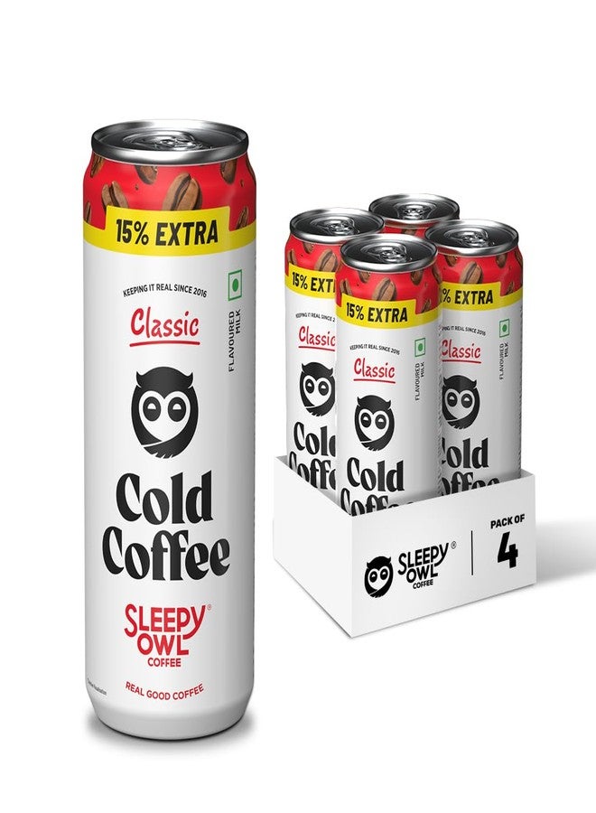 Sleepy Owl Classic Cold Coffee | 230mL x 4 Cans | Thicker, Bolder, Creamier | Made With Real Milk & Coffee | No Preservatives - Image 1