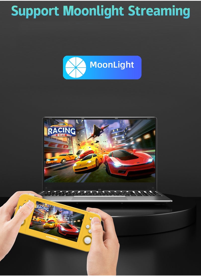 ANBERNIC  - Anbernic RG505 Handheld Game Console 4.95-inch OLED Touch Screen 960:544 Android 12 Unisoc Tiger T618 64-bit 4GB LPDDR4X 26 Emulators with Gift Package【Yellow-128G with 20,000 Games Pre-installed】 - Image 1