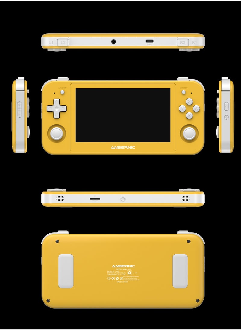 ANBERNIC  - Anbernic RG505 Handheld Game Console 4.95-inch OLED Touch Screen 960:544 Android 12 Unisoc Tiger T618 64-bit 4GB LPDDR4X 26 Emulators with Gift Package【Yellow-128G with 20,000 Games Pre-installed】 - Image 1