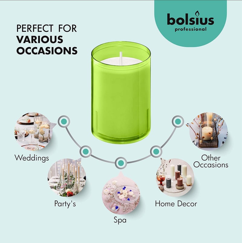 BOLSIUS 24 Hour Votive Candles - 20 Pack Relight Candles in Lime Green Unbreakable Plastic Cups - Premium European Quality - Unscented Smooth and Smokeless Candles - Image 4