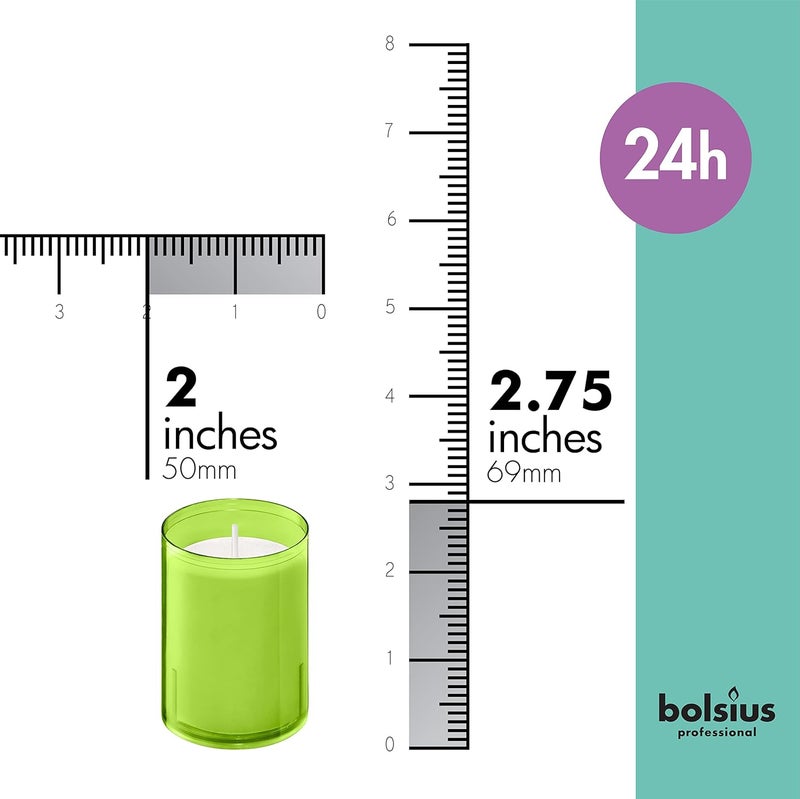 BOLSIUS 24 Hour Votive Candles - 20 Pack Relight Candles in Lime Green Unbreakable Plastic Cups - Premium European Quality - Unscented Smooth and Smokeless Candles - Image 2