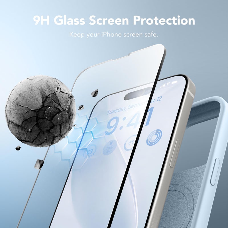 GONEZ Magnetic for iPhone 15 Pro Case, Compatible with MagSafe, [Screen Protector + Camera Lens Protector], Silicone Shockproof Anti-Scratch Protective Phone Case 6.1 inch, Blue - Image 5