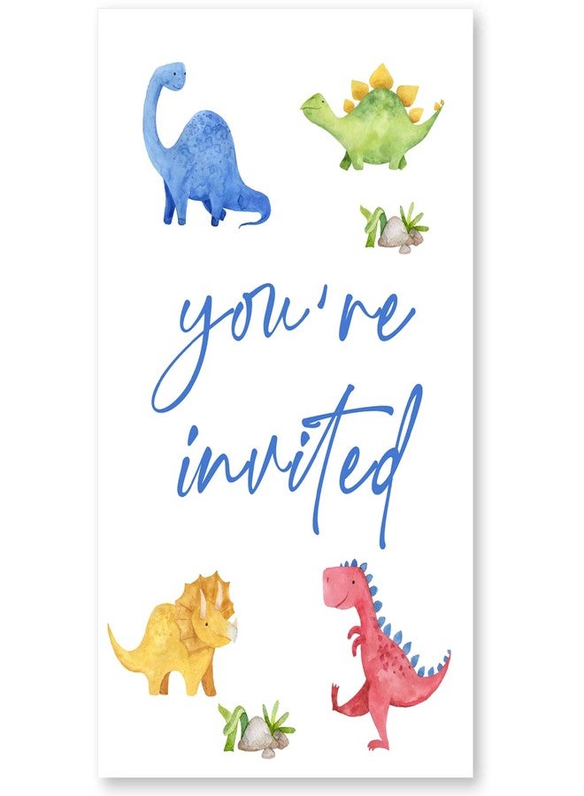 Soiceu Watercolors Dinosaur Three-Rex 3rd Birthday Party Invitations with Envelopes Set of 20 Boy Dinosaur 3-Rex Third Birthday Party Invites - Image 4