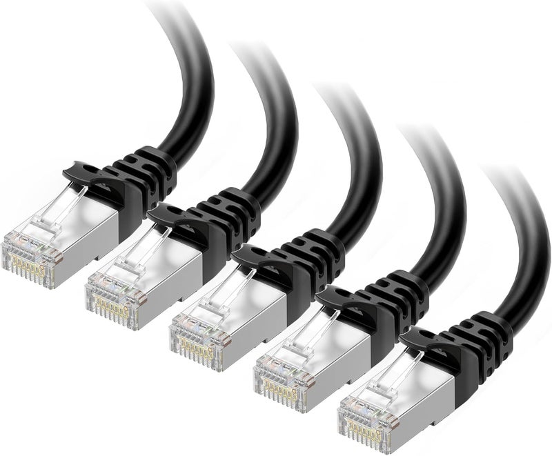 CableMatters 10Gbps 5-Pack Snagless Shielded Cat 6A Ethernet Cable - 14ft, Cat 6A Cable, Cat6A Cord, Ethernet Cord, Black - Image 1