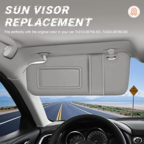 ILONPA Gray Driver Left Side Sun Visor Replacement Compatible with 2007 2008 2009 2010 2011 Toyota Camry Without Sunroof Replace 74320-06780-B0, 74320-33B81-B0 - Image 3
