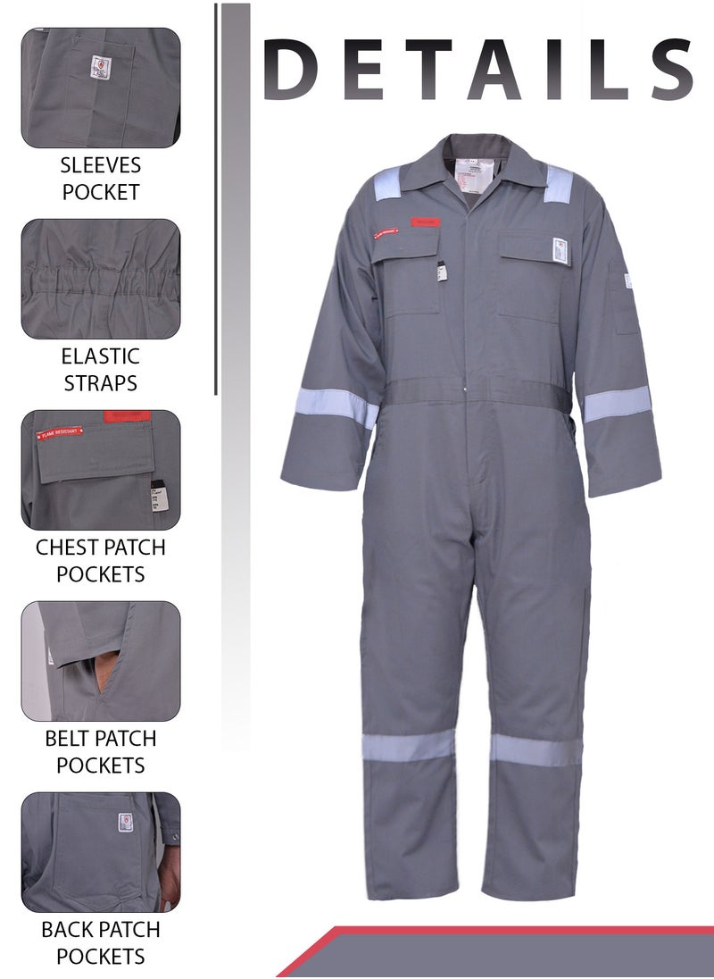 Secure Wear - FR Hi-Vis Coveralls for Men, NFPA 2112 Certified, 7oz Flame-Resistant Workwear with Reflective Tape and 6 Pockets - Image 1