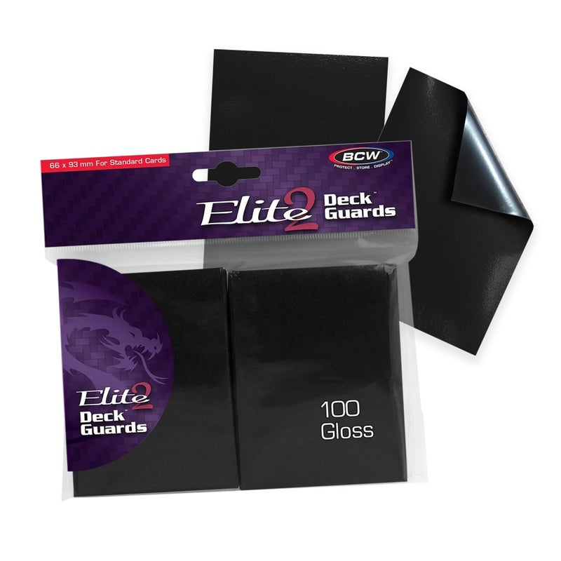 BCW Elite2 Glossy Card Sleeves Black CrystalClear Front Textured Back Fits 25 x 35 Cards 100 Ct - Image 2