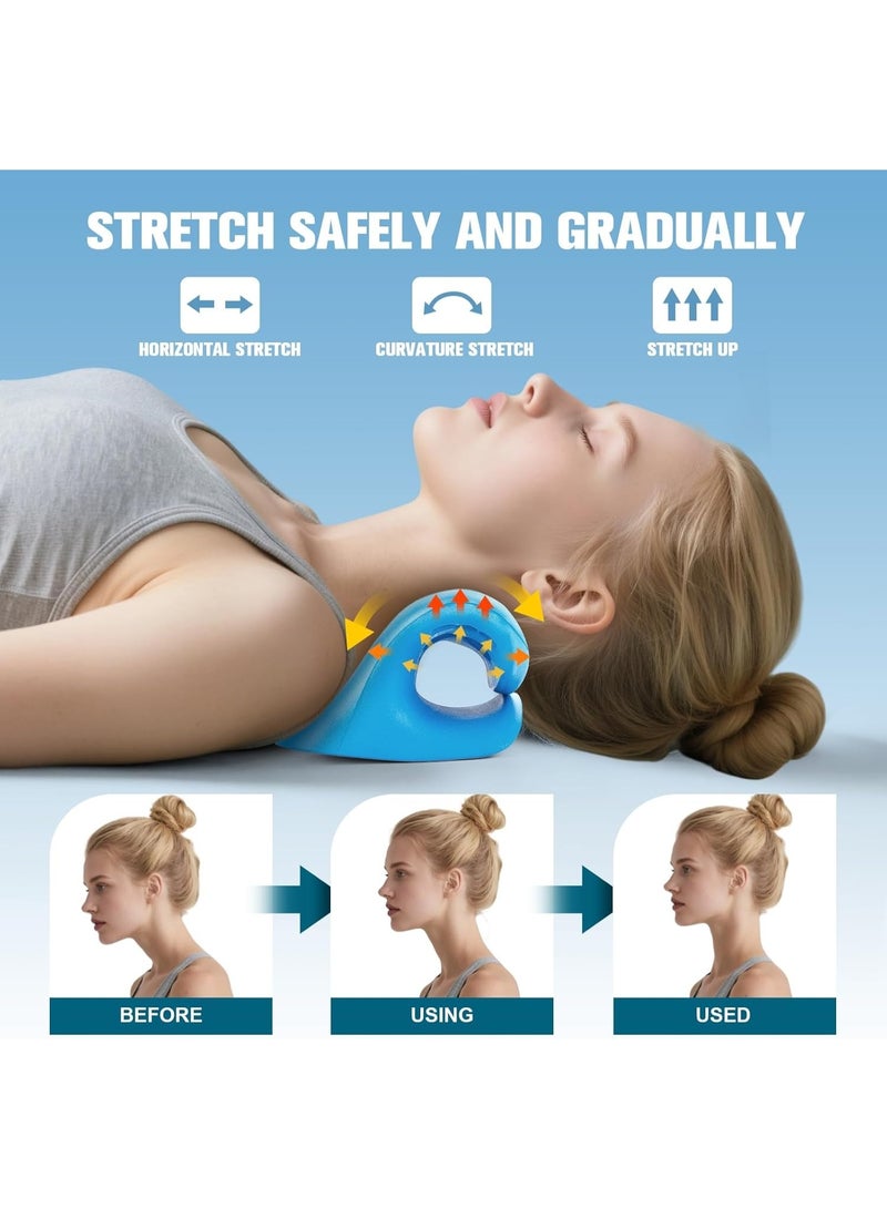 جهاز شد الرقبة لمحاذاة العمود الفقري العنقي - جهاز شد الرقبة لإرخاء العضلات، وتصحيح وضعية الجسم، وتخفيف آلام المفصل الصدغي الفكي والكتف، أداة علاجية رغوية غير كهربائية (أزرق) - Image 5