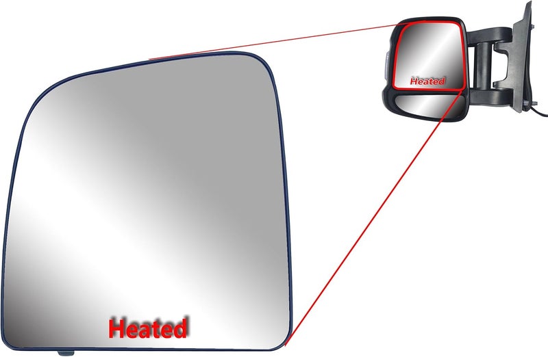LONGLING Heated Replacement Driver Left Side Upper Mirror for Ram Promaster 1500, 2500, 3500 - Image 2