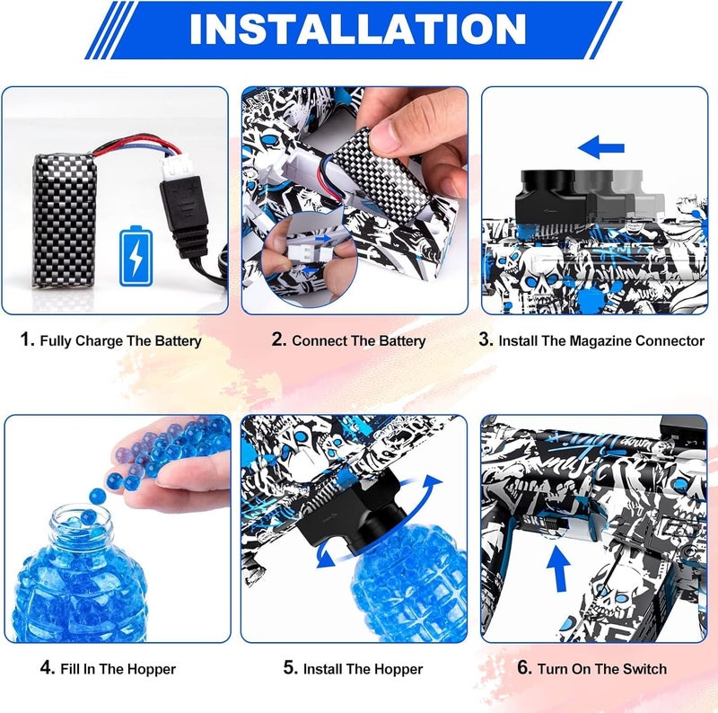 SUPER TOY Electric Gel Blaster Gun Automatic Splat Toy Pistol with Rechargeable Battery and 10,000 Water Balls Outdoor Target Games for Boys - Image 5
