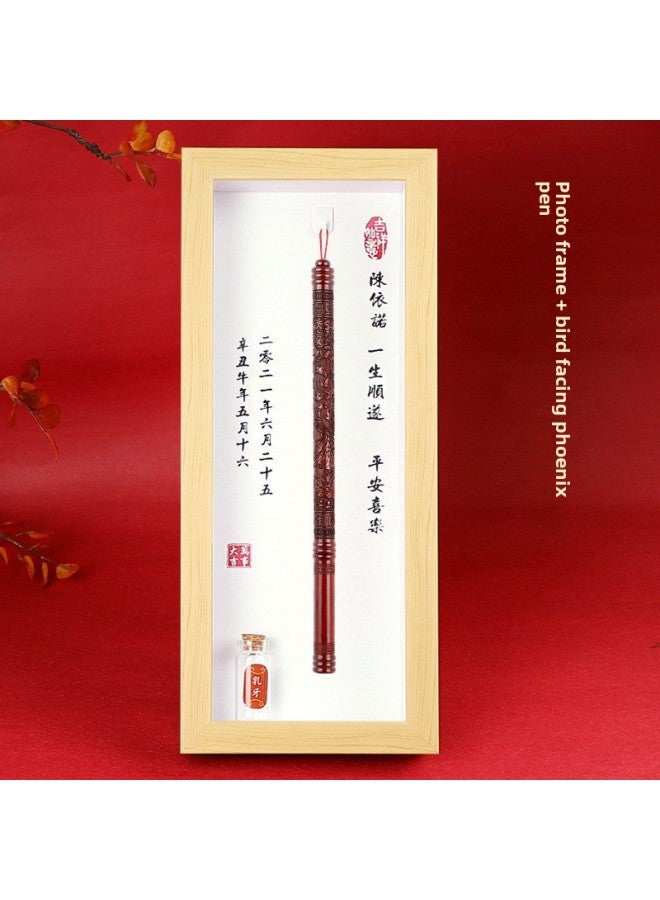 Fetal Brush Pen DIY Homemade Bracelet Pen DIY Self-made Baby Souvenir Necklace Umbilical Cord Preservation Full Moon Gift-Color:Photo Frame Log + Bird Facing Phoenix Pen  - Image 1