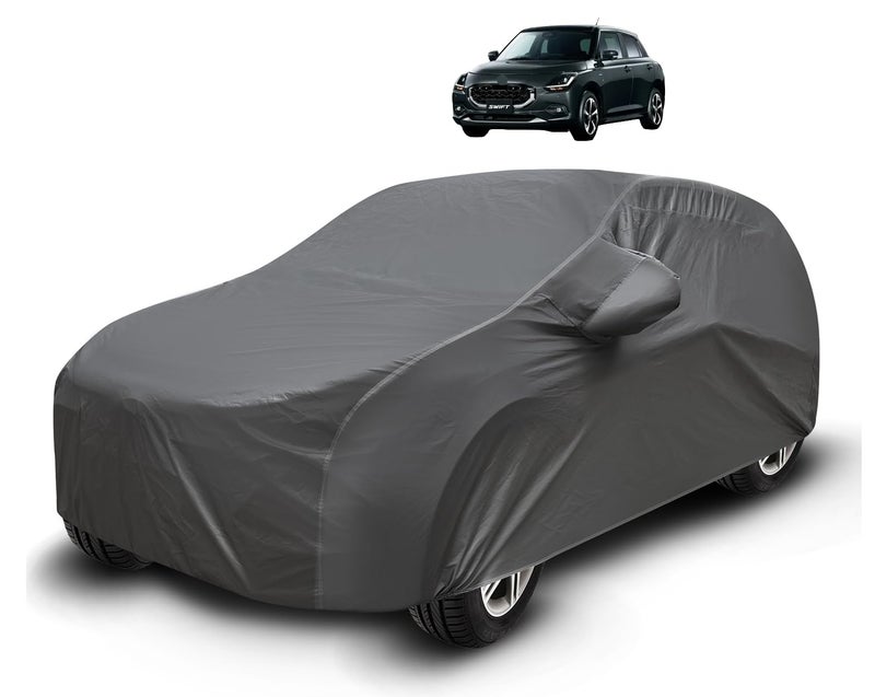 Auto Hub Waterproof Car Cover Compatible with Maruti Swift (Model-2024-Till Date) with Mirror Pockets, Soft Cotton Lining, Swift Car Cover Waterproof, Grey - Image 1
