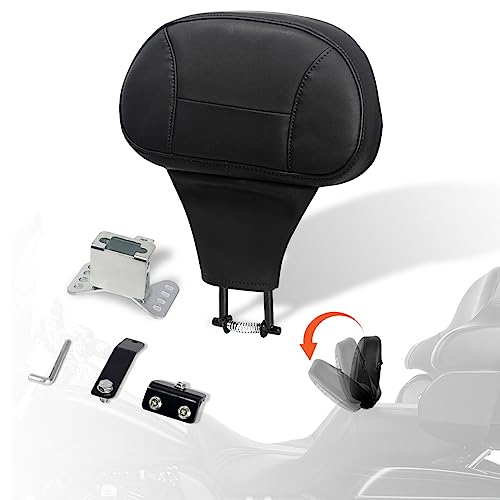 FOVPLUE Adjustable Rider Backrest,Detachable Plug-in Driver Backrest Pad w/Mounting Kit for Harley Touring 2009-2025,for CVO Road Glide Street Glide Tri Glide FLHTK/L Electra Glide Road King,Style 3 - Image 1