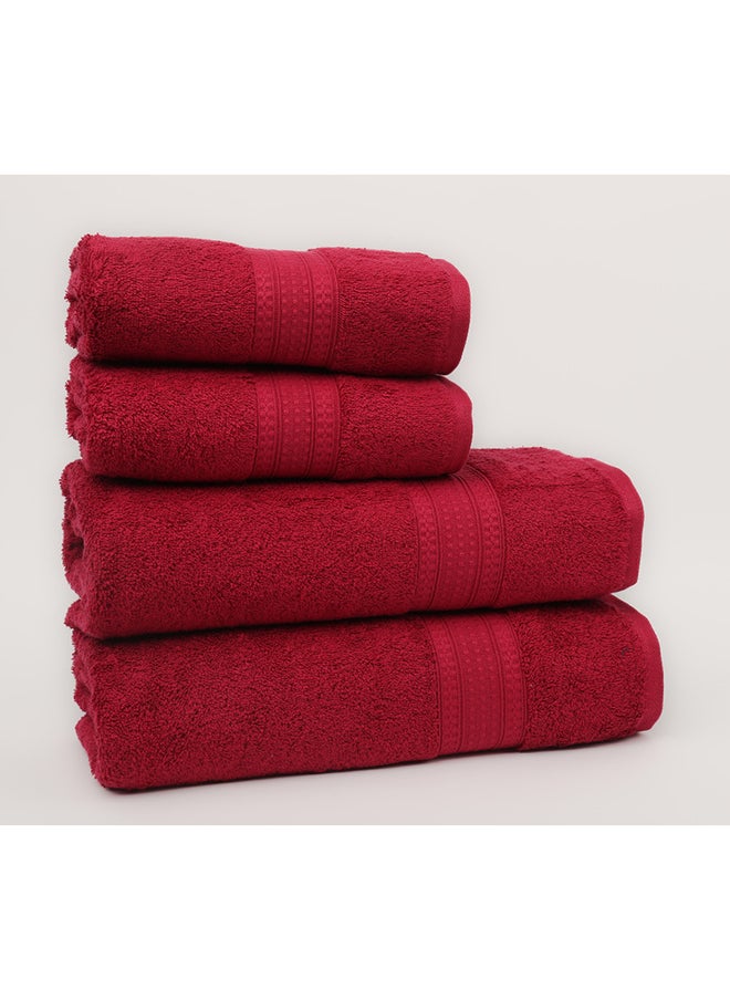 White Rose 4 Piece Bathroom Towel Set - BRIX - 500 GSM - 100% Cotton Terry - 2 Bath Towel 70X140 cm & 2 Hand Towel 50x90 cm-Premium Touch-Quick Dry - Super Absorbent-Red  - Image 5