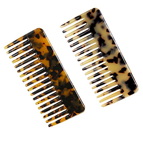 Kinyanco 2-Pack Large Hair Detangling Comb, French Hair Comb Wide Teeth Pocket Comb for Thick Curly Wavy Hair, Detangler Comb Styling Comb - Image 1