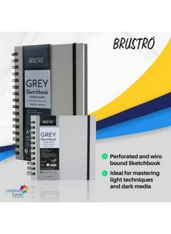 BRUSTRO BRUSTRO Toned Paper - Grey Sketchbook | A5, 120 GSM | 60 Sheets/120 Pages |Wiro Bound, Spiral, Drawing, Sketching, Acid-free Paper, Dry media, Mandala Art, Graphite, Charcoal, Colour pencils, Gel pens  - Image 5