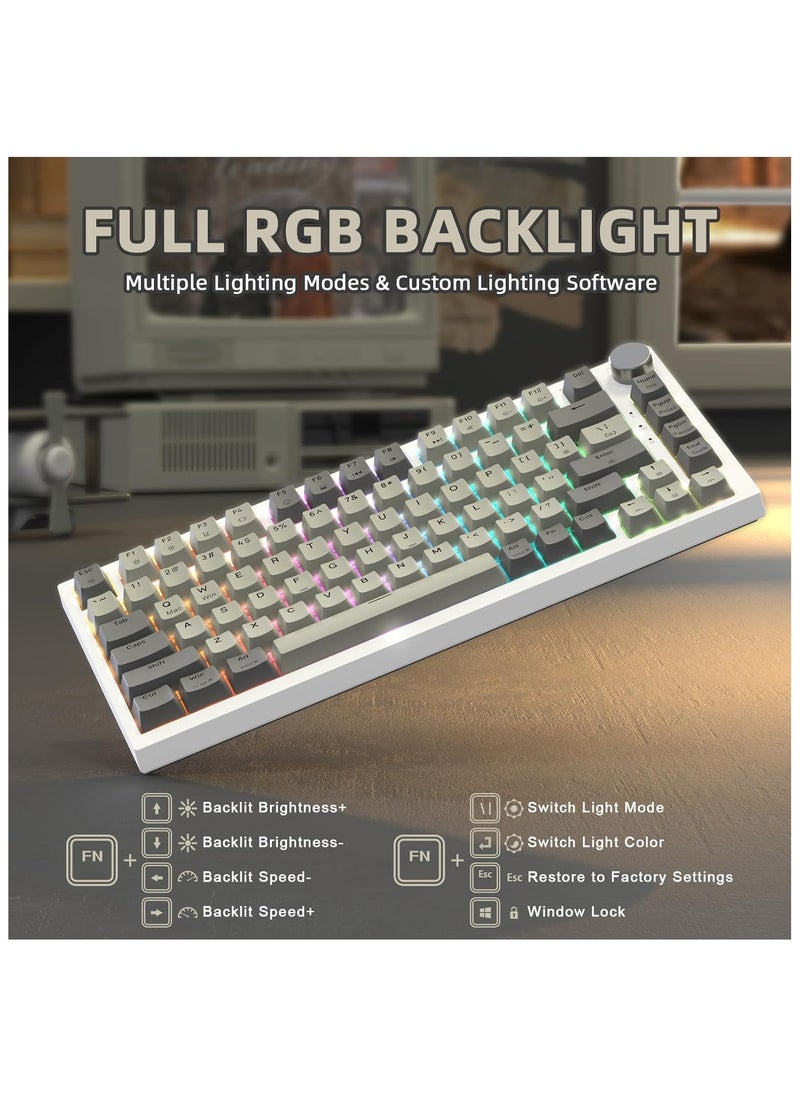 Attack Shark - ATTACK SHARK K85 Rapid Trigger 75% Wired Mechanical Gaming Keyboard Gasket with Hot Swapped Adjustable Actuation Magnetic Switch Programmable Knob TKL RGB Backlit PBT Keycaps for Win Mac Gamer(Gray) - Image 1