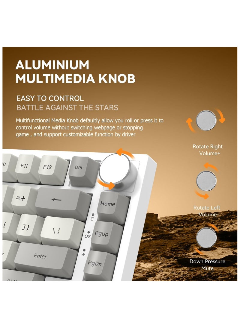 Attack Shark - ATTACK SHARK K85 Rapid Trigger 75% Wired Mechanical Gaming Keyboard Gasket with Hot Swapped Adjustable Actuation Magnetic Switch Programmable Knob TKL RGB Backlit PBT Keycaps for Win Mac Gamer(Gray) - Image 1