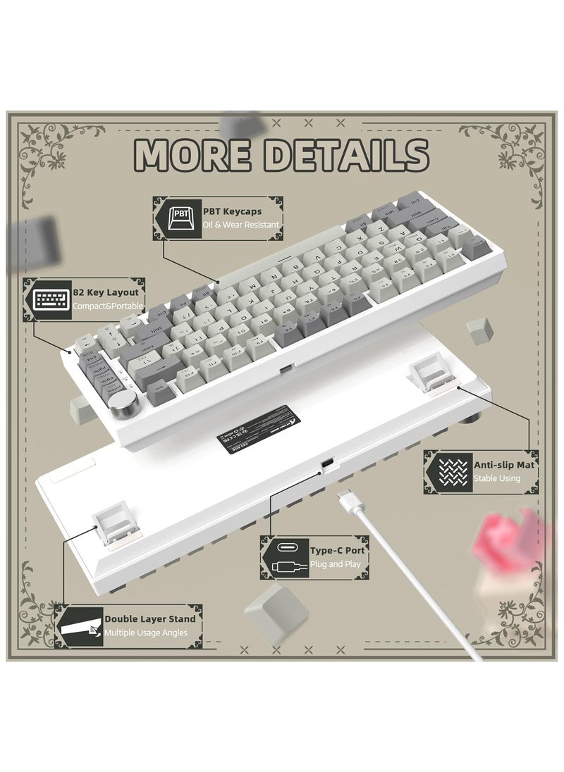 Attack Shark - ATTACK SHARK K85 Rapid Trigger 75% Wired Mechanical Gaming Keyboard Gasket with Hot Swapped Adjustable Actuation Magnetic Switch Programmable Knob TKL RGB Backlit PBT Keycaps for Win Mac Gamer(Gray) - Image 1