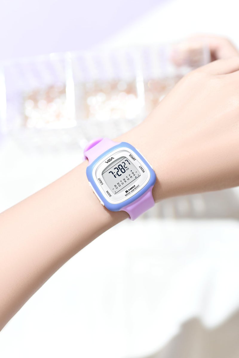 V2A Kids Resin Watch Gifts For Boys And Girls Age 4-13 For Multi-Functional 30 M Waterproof Digital Sports Watches For 4 5 6 7 8 Year Old Boy And Girls|Birthday Gift For Kids (Pink-Purple) - Image 3
