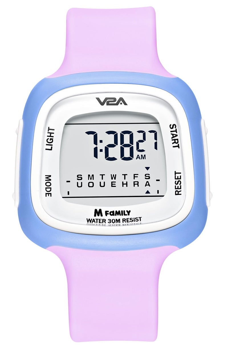 V2A Kids Resin Watch Gifts For Boys And Girls Age 4-13 For Multi-Functional 30 M Waterproof Digital Sports Watches For 4 5 6 7 8 Year Old Boy And Girls|Birthday Gift For Kids (Pink-Purple) - Image 1