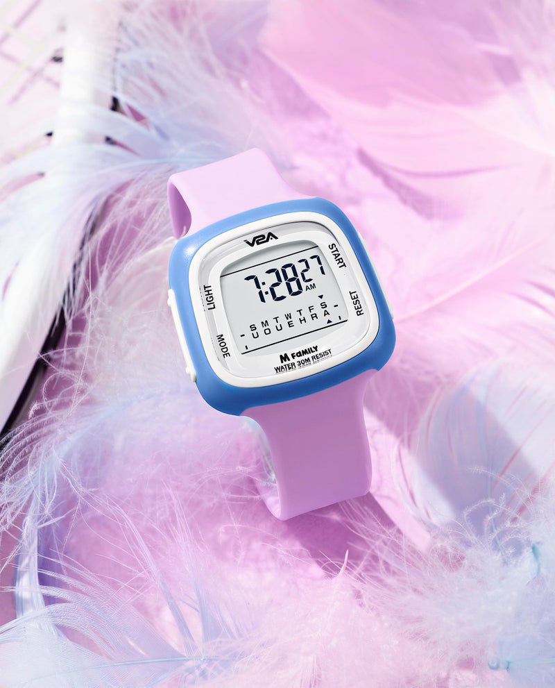 V2A Kids Resin Watch Gifts For Boys And Girls Age 4-13 For Multi-Functional 30 M Waterproof Digital Sports Watches For 4 5 6 7 8 Year Old Boy And Girls|Birthday Gift For Kids (Pink-Purple) - Image 2