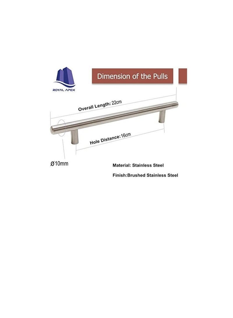 Stainless Steel Kitchen Cabinet Drawer T-Bar Cabinet & Furniture Pull Cabinet Door Handles and Pulls Cabinet Knobs Brushed Nickel. (22 x Hole Size 16 CM, Pack of 5)  - Image 2