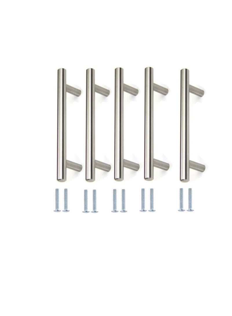 Stainless Steel Kitchen Cabinet Drawer T-Bar Cabinet & Furniture Pull Cabinet Door Handles and Pulls Cabinet Knobs Brushed Nickel. (22 x Hole Size 16 CM, Pack of 5)  - Image 1