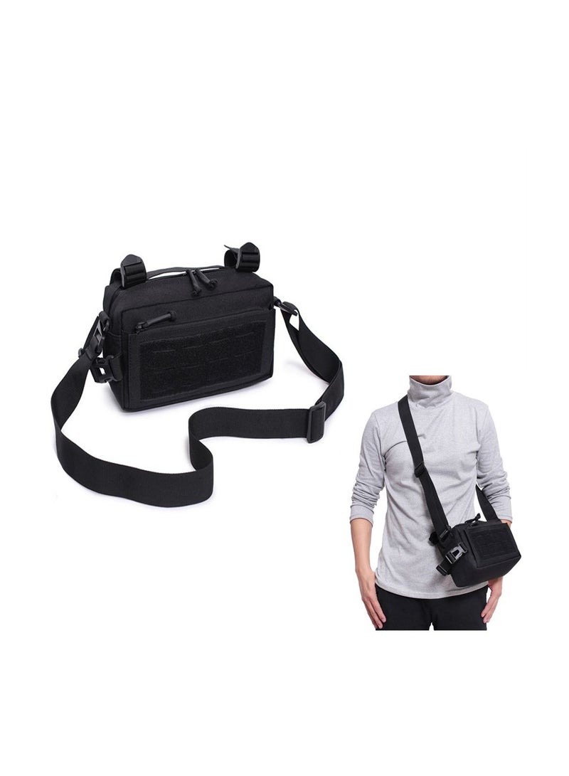 NIBEMINENT Tactical Waist Bag, Multipurpose EDC Bag Military Backpack Attachment Outdoor Single Shoulder Crossbody for Survival Game Climbing Hiking Cycling (Black)  - Image 1