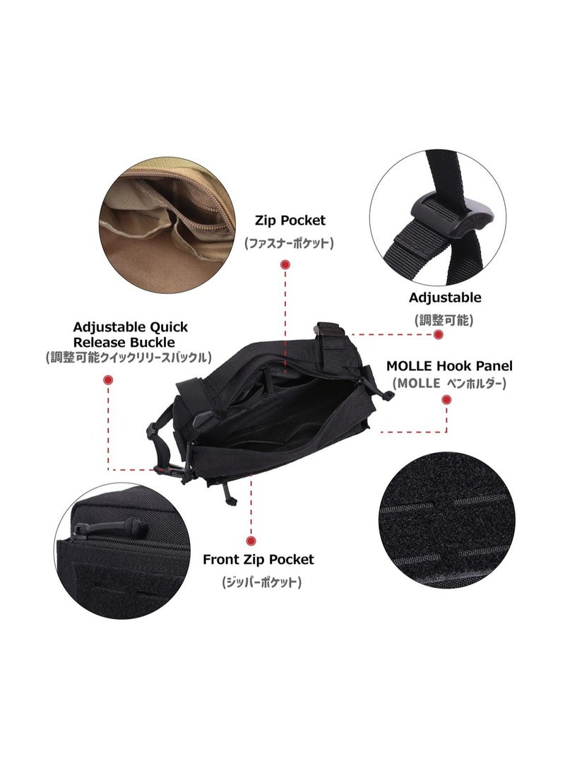 NIBEMINENT Tactical Waist Bag, Multipurpose EDC Bag Military Backpack Attachment Outdoor Single Shoulder Crossbody for Survival Game Climbing Hiking Cycling (Black)  - Image 3
