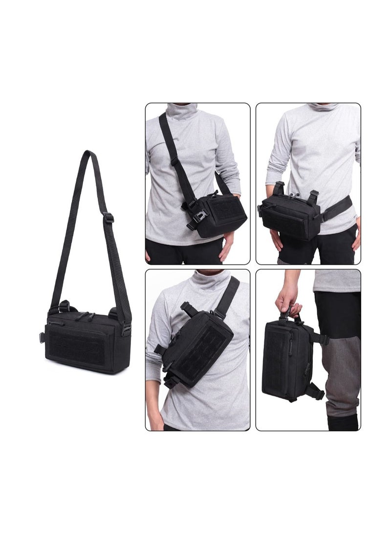 NIBEMINENT Tactical Waist Bag, Multipurpose EDC Bag Military Backpack Attachment Outdoor Single Shoulder Crossbody for Survival Game Climbing Hiking Cycling (Black)  - Image 4