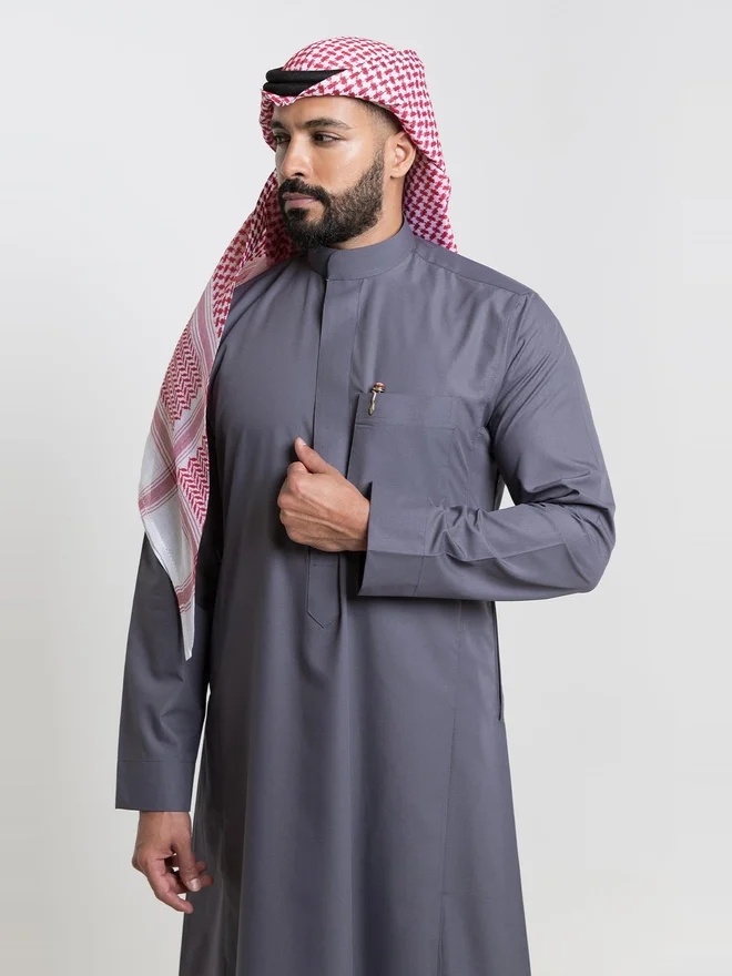 ALSHIAKA Men Classic Summer Thobe, Grey - 54inches