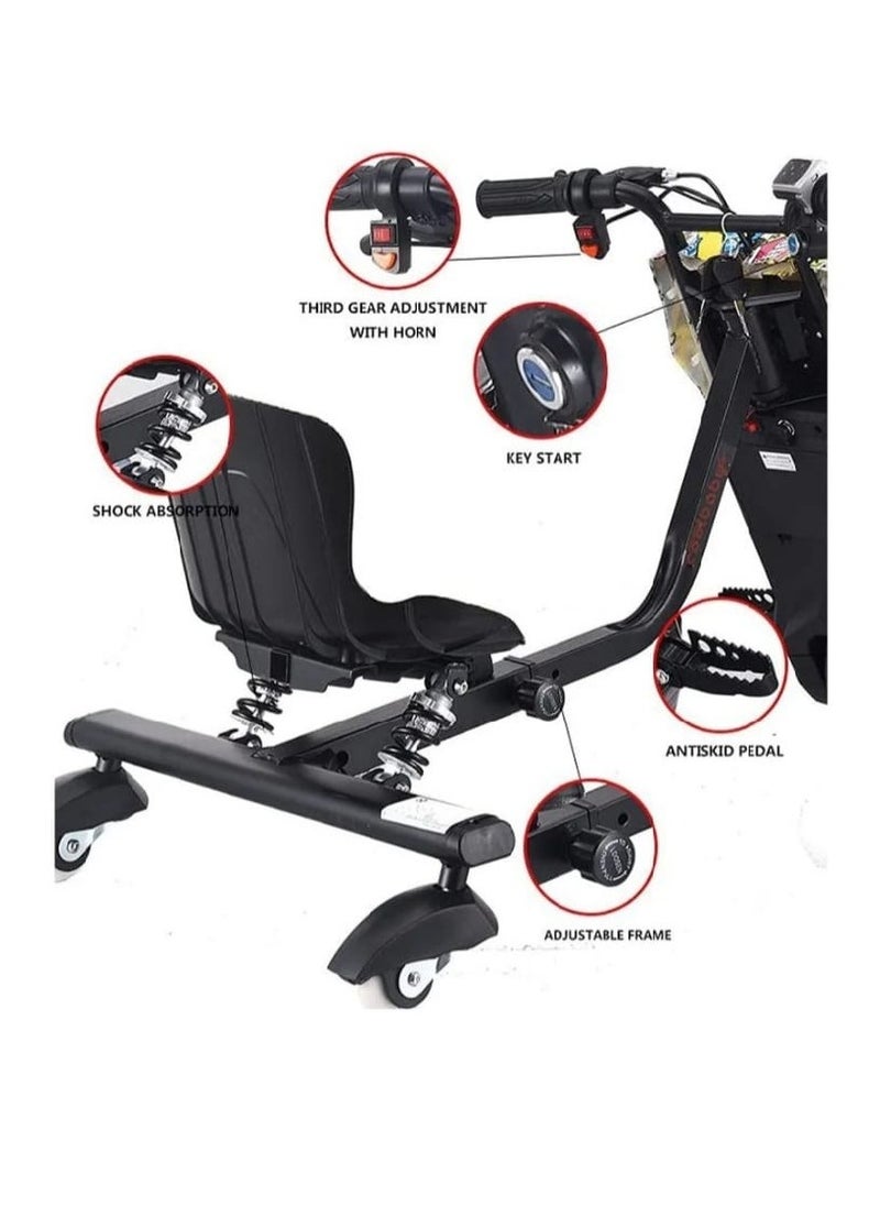 36V Drifting  3 Wheels Electric Scooter, High-Power 360 Degree Rotation with LED Light & Comfortable Seat