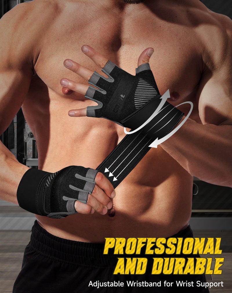 COFIT Breathable Workout Gloves, Antislip Weight Lifting Gym Gloves for Men Women with Wrist Wrap Support, Superior Grip & Palm Protection for Weightlifting, Fitness, Exercise, Training - Black L - Image 4