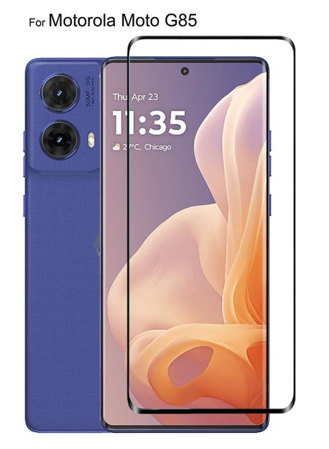 For Motorola Moto G85 - Full Glue Tempered Glass Screen Protector - Advanced Border-Less Full Edge to Edge ,Shatterproof , High Responsiveness , Higher Transparency , Quick to Install ,Anti-scratch and Bubble-free Screen Protector - Black